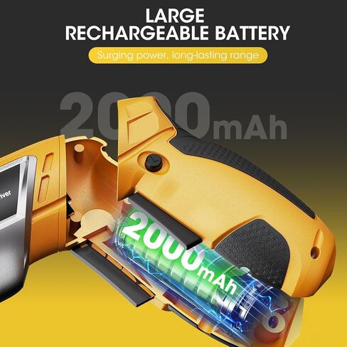 Electric Screwdriver Cordless Set, 3.6V Power Screwdriver Rechargeable with Light, Yellow Screw Gun with Pivoting Handle and Drill, 49 Pcs Accessories, 6+1 Torque Setting, 2000 mAh Battery in Kuwait