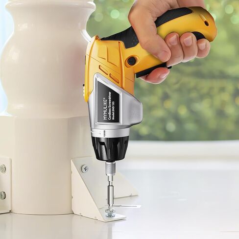 Electric Screwdriver Cordless Set, 3.6V Power Screwdriver Rechargeable with Light, Yellow Screw Gun with Pivoting Handle and Drill, 49 Pcs Accessories, 6+1 Torque Setting, 2000 mAh Battery in Kuwait
