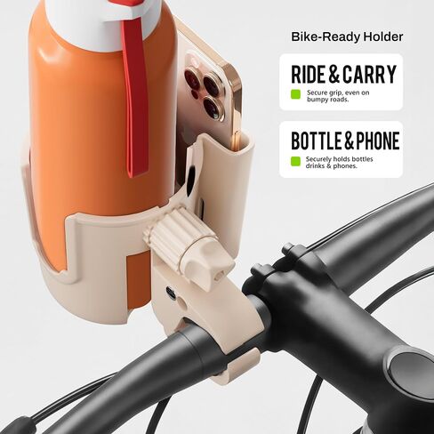 Li & Zhao Universal Stroller Cup Holder - 2-in-1 Wheelchair Cup Holder Adjustable Bike Drink Holder with Phone Holder Accessories for Rollator,Bike,Scooter,Walker(Black) in Saudi Arabia