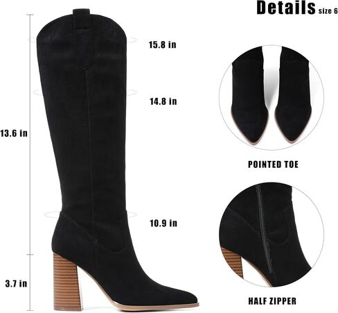Meilusi Knee High Suede Boots Fall Boots for Women 2025 Pointed Toe Fall Shoes مكتنزة عالية الكعب طويل القامة من جلد الغزال السحاب in Kuwait