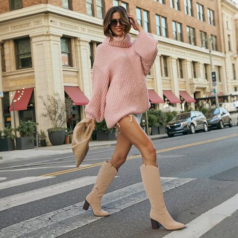 Meilusi Knee High Suede Boots Fall Boots for Women 2025 Pointed Toe Fall Shoes مكتنزة عالية الكعب طويل القامة من جلد الغزال السحاب in Kuwait
