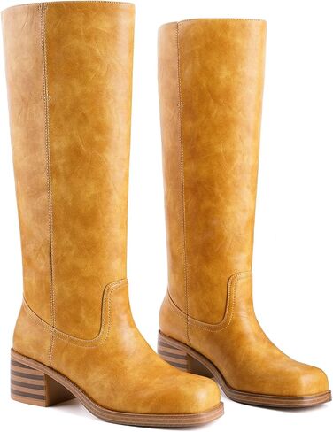 Knee High Boots Chunky Heel Riding Boots for Women Square Toe Going out Tall Boots Campus Concert Summer Fall Casual in Saudi Arabia