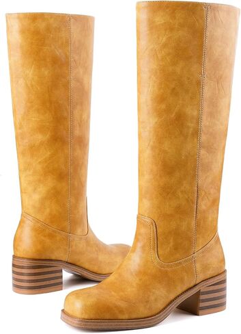 Knee High Boots Chunky Heel Riding Boots for Women Square Toe Going out Tall Boots Campus Concert Summer Fall Casual in Saudi Arabia