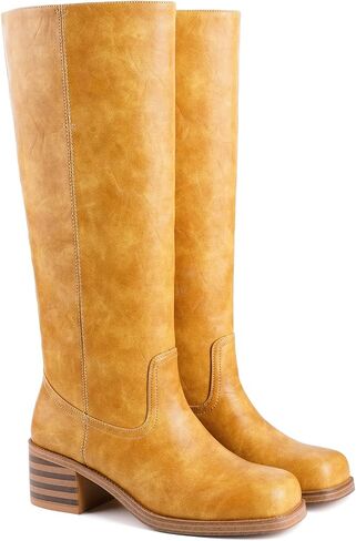 Knee High Boots Chunky Heel Riding Boots for Women Square Toe Going out Tall Boots Campus Concert Summer Fall Casual in Saudi Arabia
