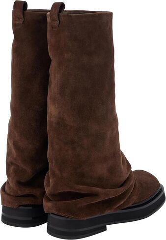 MAVMAX Women Slouchy Knee High Boots Casual Round Toe Pull On Riding Biker Boots Fold Over Chunky Low Heel Platform Boot in Kuwait