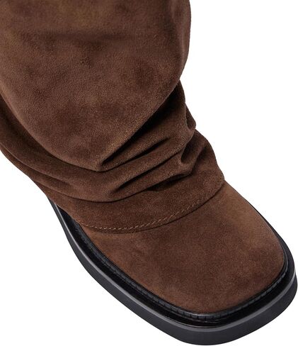 MAVMAX Women Slouchy Knee High Boots Casual Round Toe Pull On Riding Biker Boots Fold Over Chunky Low Heel Platform Boot in Kuwait