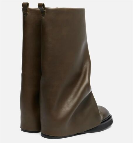 MAVMAX Women Slouchy Knee High Boots Casual Round Toe Pull On Riding Biker Boots Fold Over Chunky Low Heel Platform Boot in Kuwait