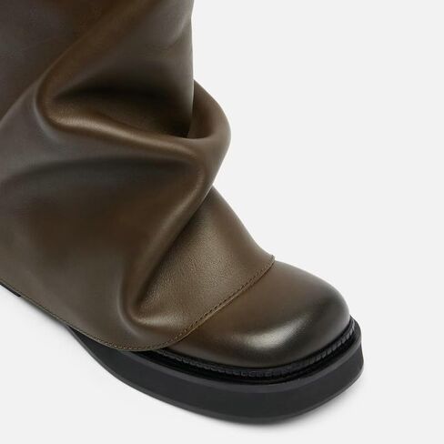MAVMAX Women Slouchy Knee High Boots Casual Round Toe Pull On Riding Biker Boots Fold Over Chunky Low Heel Platform Boot in Kuwait