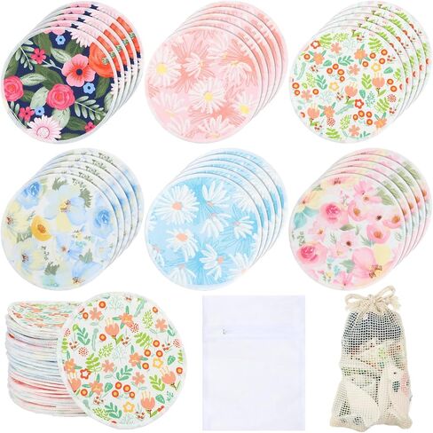 sosation 30 pcs منصات الثدي القابلة لإعادة الاستخدام أغطية التمريض مع منصات حلمة الأزهار المبللة والغسيل للرضاعة الطبيعية هدية أمي in Saudi Arabia