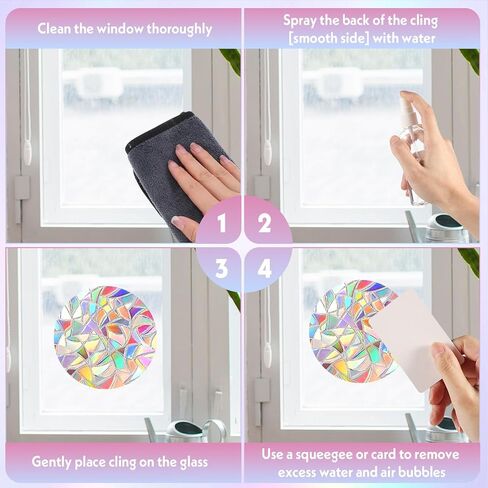 104 Pcs Rainbow Window Stickers,Window Decals for Birds,Windows Bird Deterrent,Bird Anti-Collision Windows Stickers,Non-Adhesive Rainbow Decal in Saudi Arabia