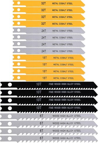 20 PCS U-Shank Jig Saw Saw Set مجموعة متنوعة لـ Wood Universal Saw Saw Blade مجموعة من شفرات الخشب والمعادن القطع بانوراما تتناسب in Saudi Arabia