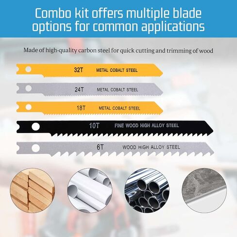 20 PCS U-Shank Jig Saw Saw Set مجموعة متنوعة لـ Wood Universal Saw Saw Blade مجموعة من شفرات الخشب والمعادن القطع بانوراما تتناسب in Saudi Arabia