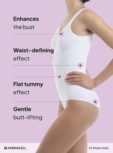 Farmacell Shape 608 Women's shaping control body shaper with flat belly and push-up effect, 100% Made in Italy in Kuwait