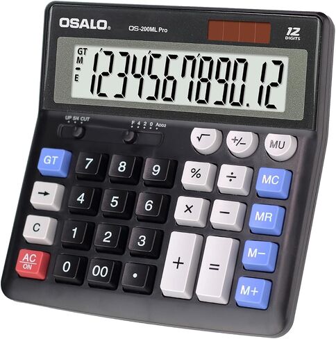 OSALO Desktop Calculator Extra Large Display 12 Digits Big Buttons Solar Accounting Calculator for Office (OS-200ML) in Kuwait