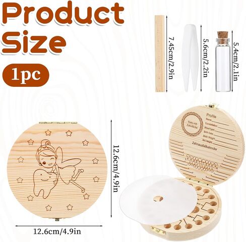 Tooth Fairy Tooth Holder Wooden Umbilical Cord Keepsake Box Cute Baby Teeth Keepsake Box Fetal Hair Container for Incisor Canine Molar Umblllcal Cord Kids Souvenir Dropped in Saudi Arabia