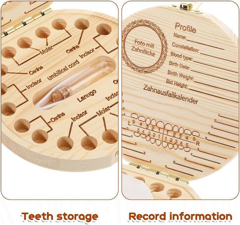 Tooth Fairy Tooth Holder Wooden Umbilical Cord Keepsake Box Cute Baby Teeth Keepsake Box Fetal Hair Container for Incisor Canine Molar Umblllcal Cord Kids Souvenir Dropped in Saudi Arabia