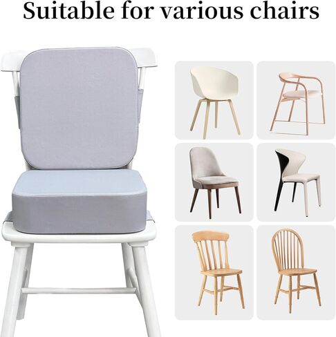 Toddler Booster Seat for Dining Table with Backrest and Adjustable Straps, Waterproof Oxford Foam Cushion with Non-Slip Bottom, Portable Chair Booster for Kitchen Use (Dark Grey) in Saudi Arabia