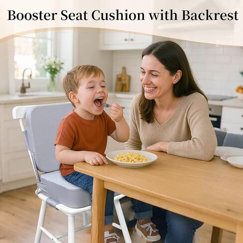 Toddler Booster Seat for Dining Table with Backrest and Adjustable Straps, Waterproof Oxford Foam Cushion with Non-Slip Bottom, Portable Chair Booster for Kitchen Use (Dark Grey) in Saudi Arabia