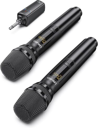 LEKATO Wireless Microphones, UHF Professional Wireless Microphone with Rechargeable 1/4" Receiver Metal Dual Dynamic Mic Set for Amplifier, PA System, Mixer, Party, Karaoke, Speech, Wedding, Church in Saudi Arabia