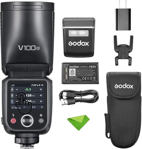 Godox V100 V100-O 100W فلاش لكاميرات Olympus Panasonic ، TTL 1/8000 HSS ، 400 وميض الطاقة الكاملة ، وقت إعادة التدوير 1.7S ، 2.4G لاسلكي مع فلاش خارجي ، فلاش شاشة اللمس (Godox V100-O USA الإصدار) in Saudi Arabia