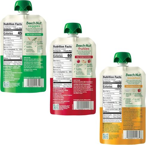 Beech-Nut Baby & Toddler Food Favorite Flavors Pouches Variety Pack, Fruit Veggie and Whole Milk Yogurt Purees, Baby Pouch Puree Starter Pack, 3.5oz (18 Pack) in Saudi Arabia