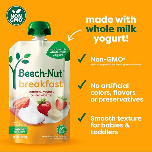 Beech-Nut Baby & Toddler Food Favorite Flavors Pouches Variety Pack, Fruit Veggie and Whole Milk Yogurt Purees, Baby Pouch Puree Starter Pack, 3.5oz (18 Pack) in Saudi Arabia