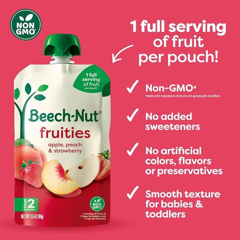 Beech-Nut Baby & Toddler Food Favorite Flavors Pouches Variety Pack, Fruit Veggie and Whole Milk Yogurt Purees, Baby Pouch Puree Starter Pack, 3.5oz (18 Pack) in Saudi Arabia