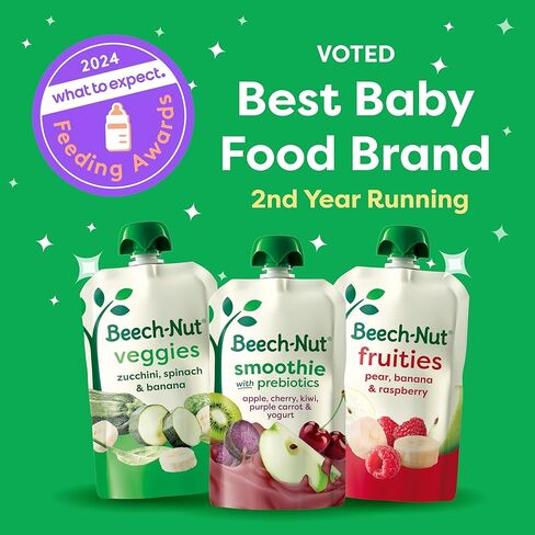Beech-Nut Baby & Toddler Food Favorite Flavors Pouches Variety Pack, Fruit Veggie and Whole Milk Yogurt Purees, Baby Pouch Puree Starter Pack, 3.5oz (18 Pack) in Saudi Arabia
