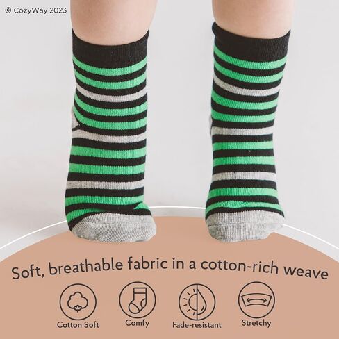 CozyWay Baby & Toddler Socks With Grippers Non Slip Low Cut Grip Socks for Girls and Boys Soft Comfy Cotton 12 Pack in Saudi Arabia