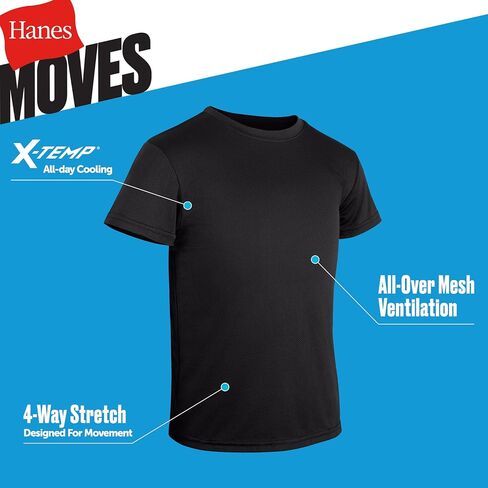 Hanes Boys' Big Originals Performance Mesh Tween T-Shirt Pack, Stretch Undershirts, 5-Pack in Saudi Arabia