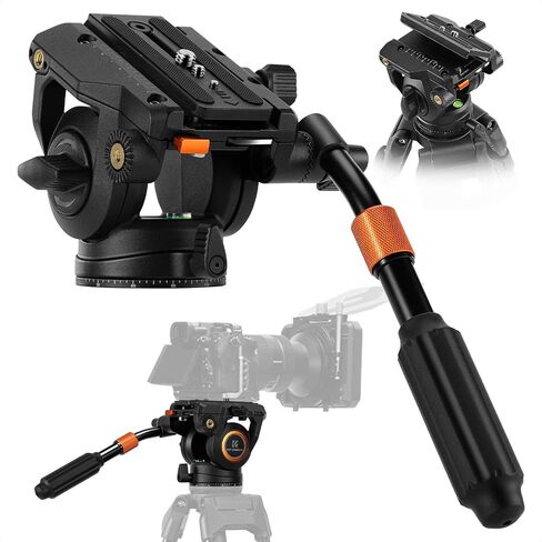 K & F Concept Professional Fluid Head ، Head Fluid Video Bead خفيفة الوزن حريري ثنائي ترايبود مونبود كحد أقصى 17.6 رطل/8 كجم ، رأس ترايبود لمدة 360 درجة و -75 درجة إلى 90. BV50 in Saudi Arabia