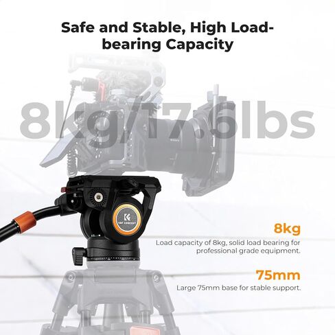 K & F Concept Professional Fluid Head ، Head Fluid Video Bead خفيفة الوزن حريري ثنائي ترايبود مونبود كحد أقصى 17.6 رطل/8 كجم ، رأس ترايبود لمدة 360 درجة و -75 درجة إلى 90. BV50 in Saudi Arabia