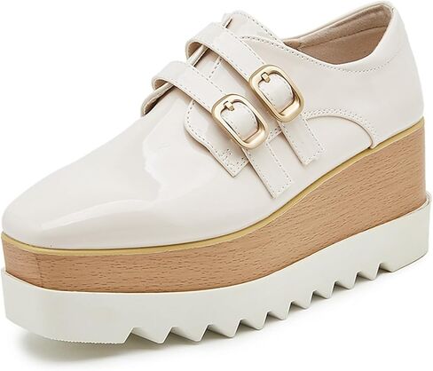 شقق أحذية Oxfords للنساء أزياء مربع إصبع قدم منصة منصة in Kuwait