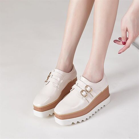 شقق أحذية Oxfords للنساء أزياء مربع إصبع قدم منصة منصة in Kuwait