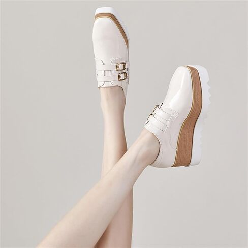 شقق أحذية Oxfords للنساء أزياء مربع إصبع قدم منصة منصة in Kuwait