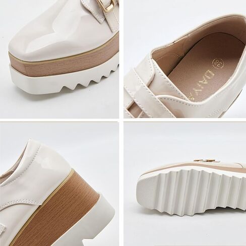 شقق أحذية Oxfords للنساء أزياء مربع إصبع قدم منصة منصة in Kuwait