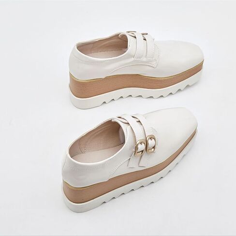 شقق أحذية Oxfords للنساء أزياء مربع إصبع قدم منصة منصة in Kuwait