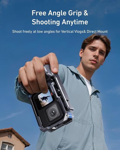 Telesin Street Grip Kit Por Hero 9-13 | بدون قفص أرنب معدني | حامل قبضة الكاميرا مع تصميم الأرجو | مقبض مريح تصميم قبضة | نسخة احتياطية بطاقة TF | وصول سريع للبطارية | Vlog Grip حامل in Saudi Arabia