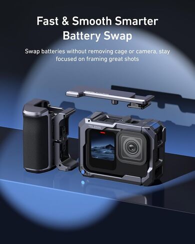 Telesin Street Grip Kit Por Hero 9-13 | بدون قفص أرنب معدني | حامل قبضة الكاميرا مع تصميم الأرجو | مقبض مريح تصميم قبضة | نسخة احتياطية بطاقة TF | وصول سريع للبطارية | Vlog Grip حامل in Saudi Arabia
