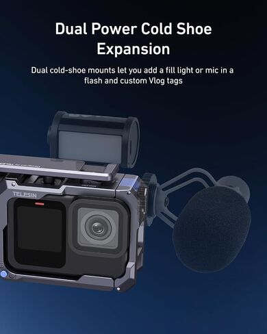 Telesin Street Grip Kit Por Hero 9-13 | بدون قفص أرنب معدني | حامل قبضة الكاميرا مع تصميم الأرجو | مقبض مريح تصميم قبضة | نسخة احتياطية بطاقة TF | وصول سريع للبطارية | Vlog Grip حامل in Saudi Arabia