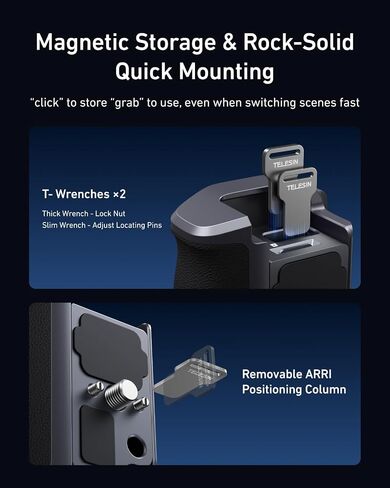 Telesin Street Grip Kit Por Hero 9-13 | بدون قفص أرنب معدني | حامل قبضة الكاميرا مع تصميم الأرجو | مقبض مريح تصميم قبضة | نسخة احتياطية بطاقة TF | وصول سريع للبطارية | Vlog Grip حامل in Saudi Arabia