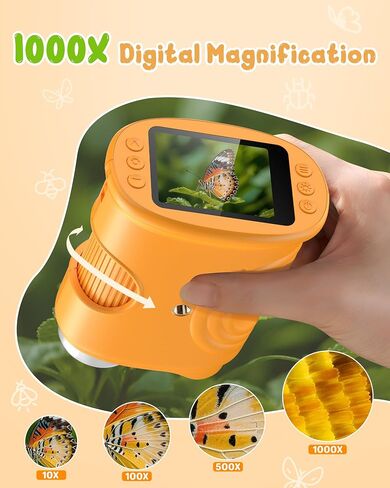1000X Handheld Digital Microscope for Kids: Pocket Microscope with 2.0" IPS Screen - STEM Toys Birthday Gifts for Girls Boys - Portable Edu Science Kits Toddler Age 3-6 6-12 in Kuwait