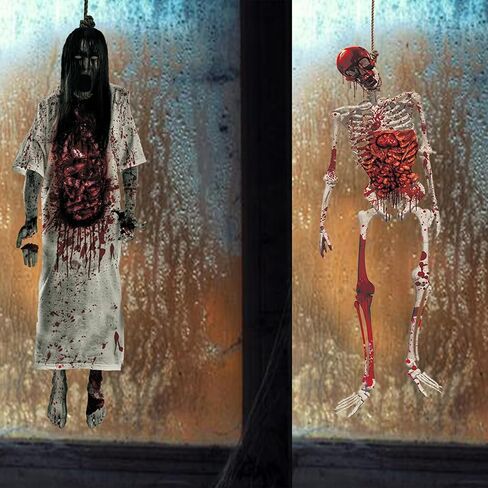 Haunting Ghost Girls Healdon Sefficive PVC Scene Petters-40 "× 12" (حزمة 2) -100cmx30 سم-ديكورات عصبية للاحتفالات الهالوين الجذابة in Saudi Arabia