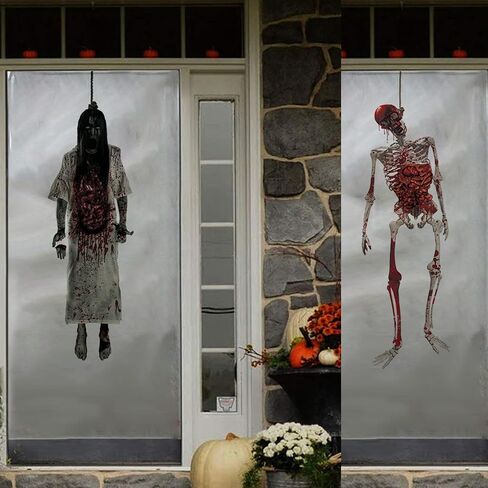 Haunting Ghost Girls Healdon Sefficive PVC Scene Petters-40 "× 12" (حزمة 2) -100cmx30 سم-ديكورات عصبية للاحتفالات الهالوين الجذابة in Saudi Arabia