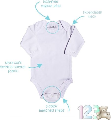 123 Bear Baby Cotton Spandex Bodysuits Usisex Boy Girl in Kuwait