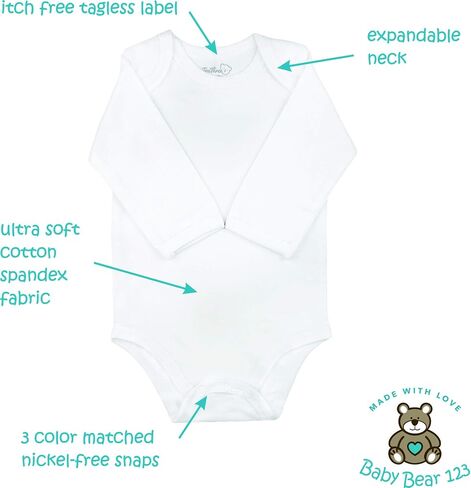 123 Bear Baby Cotton Spandex Bodysuits Usisex Boy Girl in Kuwait