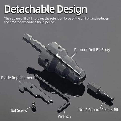 1/4 Inch Power Conduit Reamer, High Carbon Steel Pipe Reamer Tool Kit with 5 Blades, Compatible with Impact Drill Chucks for Effortless Expansion of Electrical Conduit Openings, in Saudi Arabia