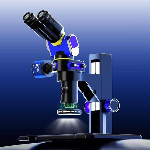 Binocular Microscopes 7-45X Laboratory Professional Microscope with PL10X25 Eyepieces 0.75X Auxiliary Objective LED Ring Light for Students Adults Beginner in Saudi Arabia
