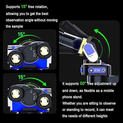 Binocular Microscopes 7-45X Laboratory Professional Microscope with PL10X25 Eyepieces 0.75X Auxiliary Objective LED Ring Light for Students Adults Beginner in Saudi Arabia