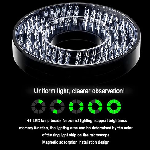 Binocular Microscopes 7-45X Laboratory Professional Microscope with PL10X25 Eyepieces 0.75X Auxiliary Objective LED Ring Light for Students Adults Beginner in Saudi Arabia